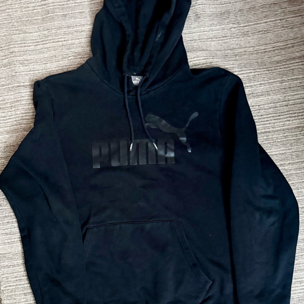 Puma Black Pullover Hoodie with Tonal Logo